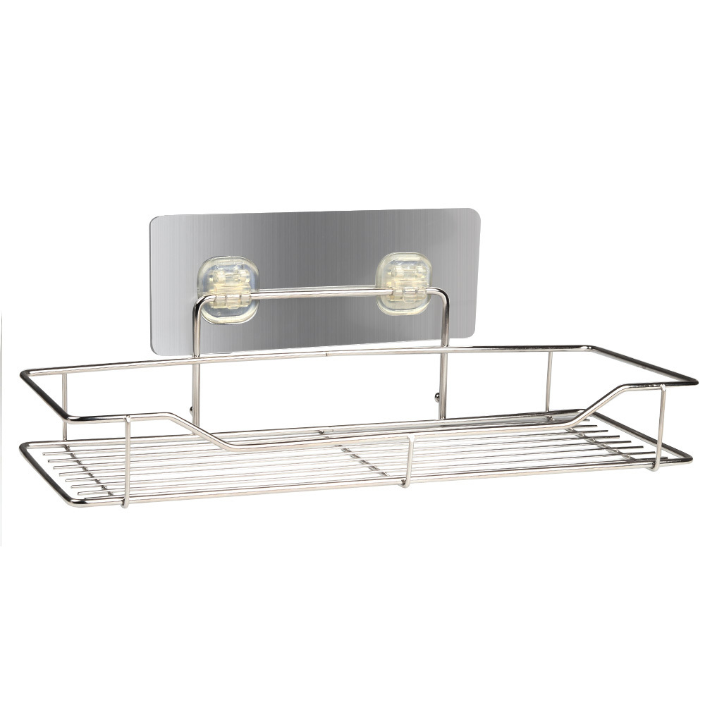 Stainless Steel Adhesive Bathroom Shower Shelf Kitchen Rack Storage Organizer Shower Caddy for Shampoo Bathroom Shelves