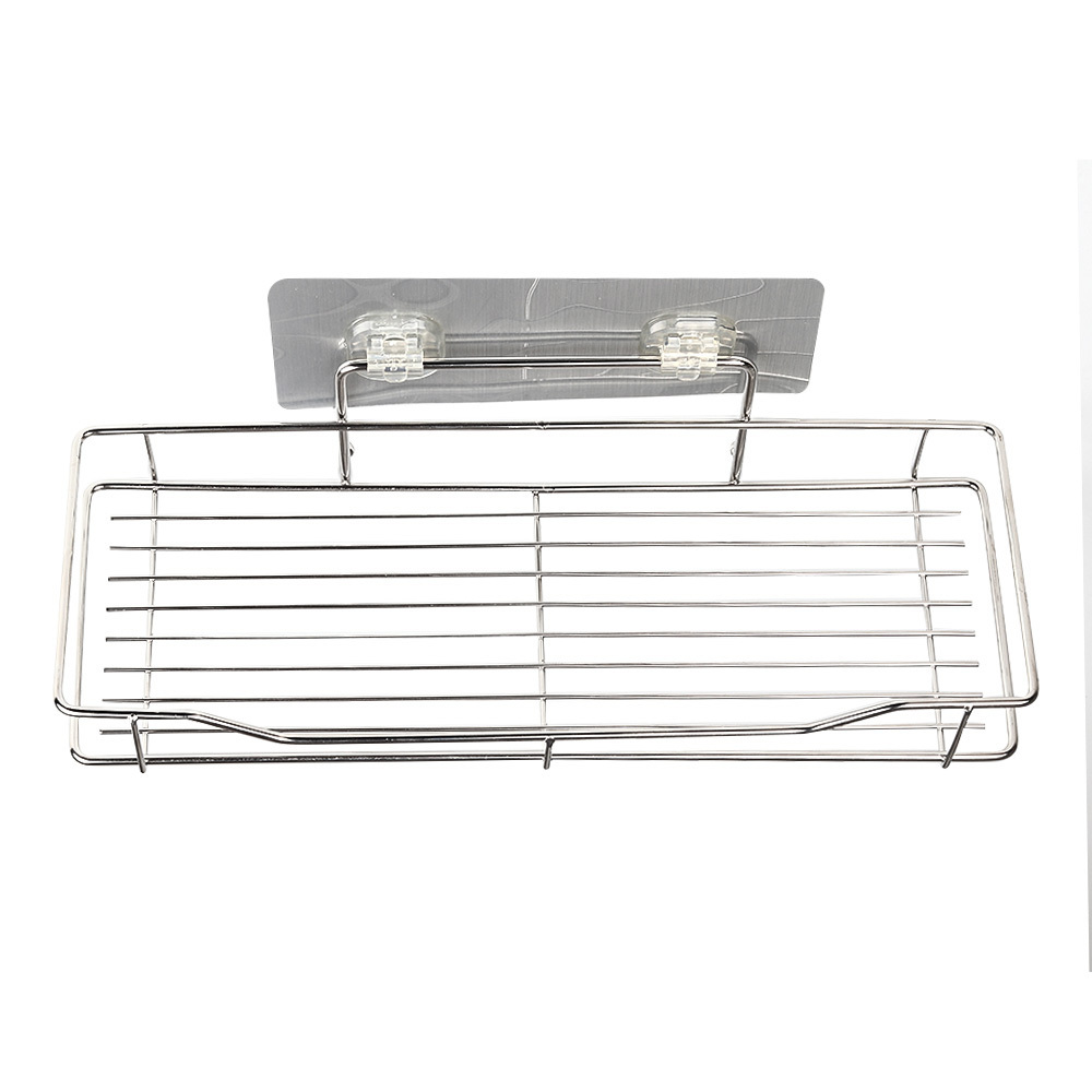 Stainless Steel Adhesive Bathroom Shower Shelf Kitchen Rack Storage Organizer Shower Caddy for Shampoo Bathroom Shelves