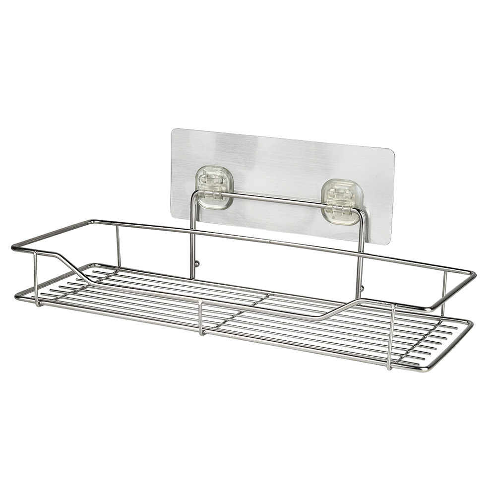 Stainless Steel Adhesive Bathroom Shower Shelf Kitchen Rack Storage Organizer Shower Caddy for Shampoo Bathroom Shelves