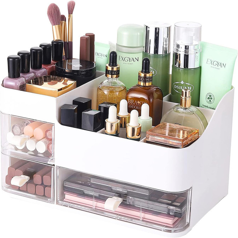 2023 new style Multifunction cosmetic desktop storage box plastic organization jewelry make up tools organizer with drawer