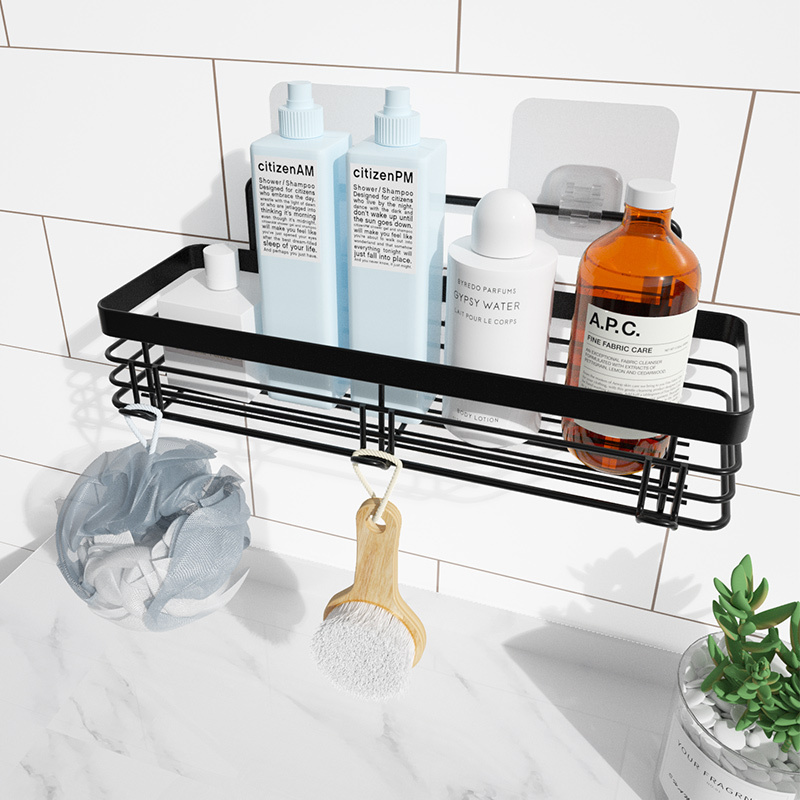 SAMNL Modern Design Stainless Steel Hanging Shelf Wall Mounted Organizer for Bathroom or Kitchen Black Shower Shelf