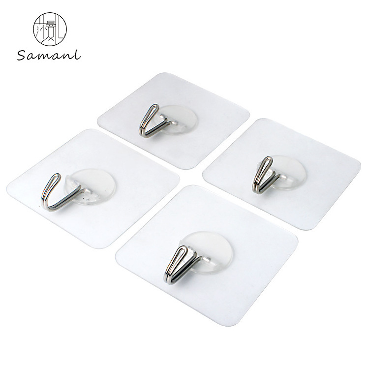 SAMANL Strong Self-Adhesive Wall Hook Highly Transparent Robe Hook for Coat Hat Hat Rack Versatile Self-Adhesive Hooks & Rails