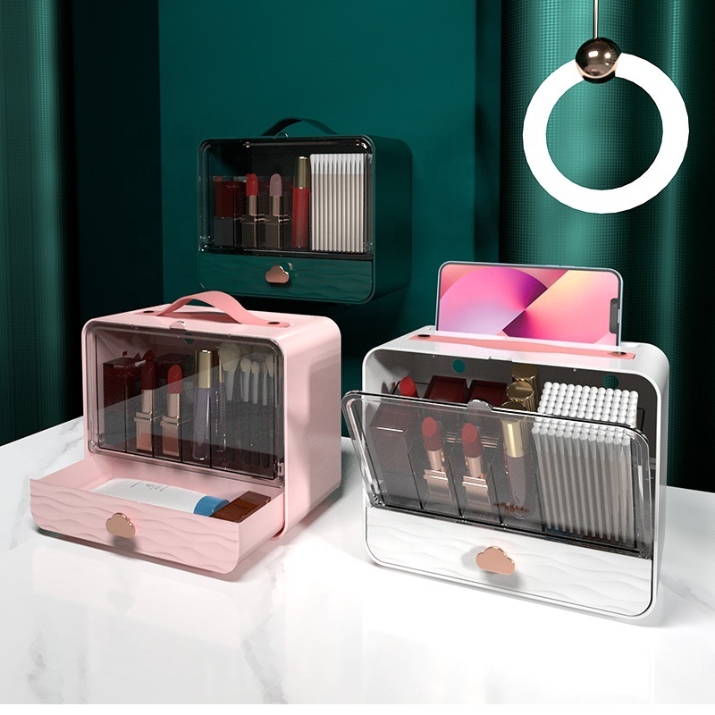 Wall mounted type finishing desktop skincare lipstick multifunctional plastic box cosmetics storage box plastic drawer