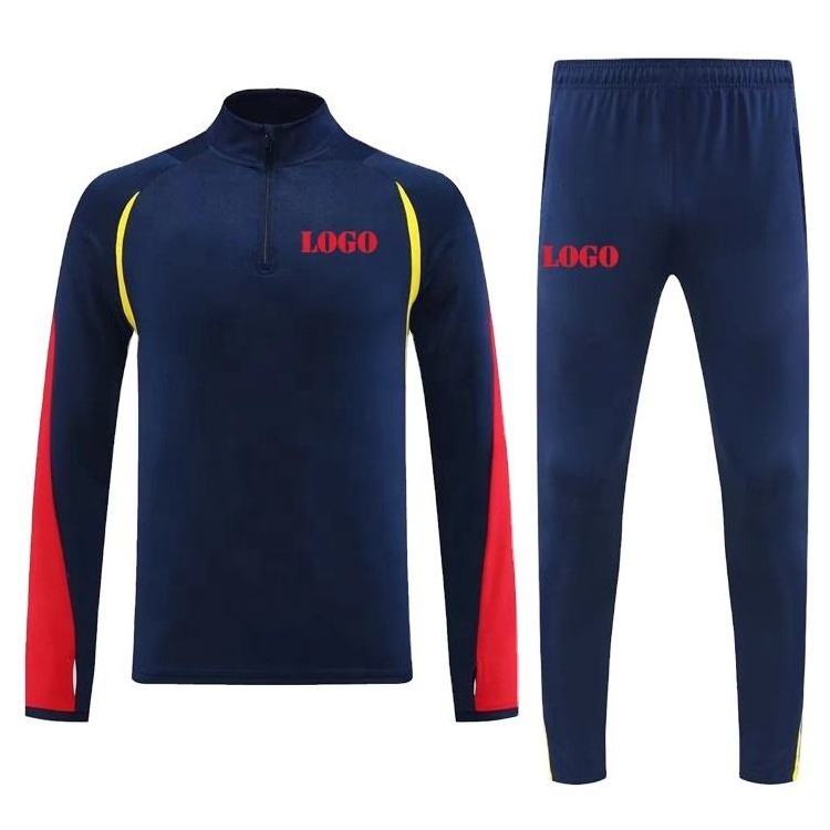 Custom Made Man Soccer Tracksuit Top Thai Quality Football Training Suit Yellow Red Navy Blue Sports Tracksuit and Pants