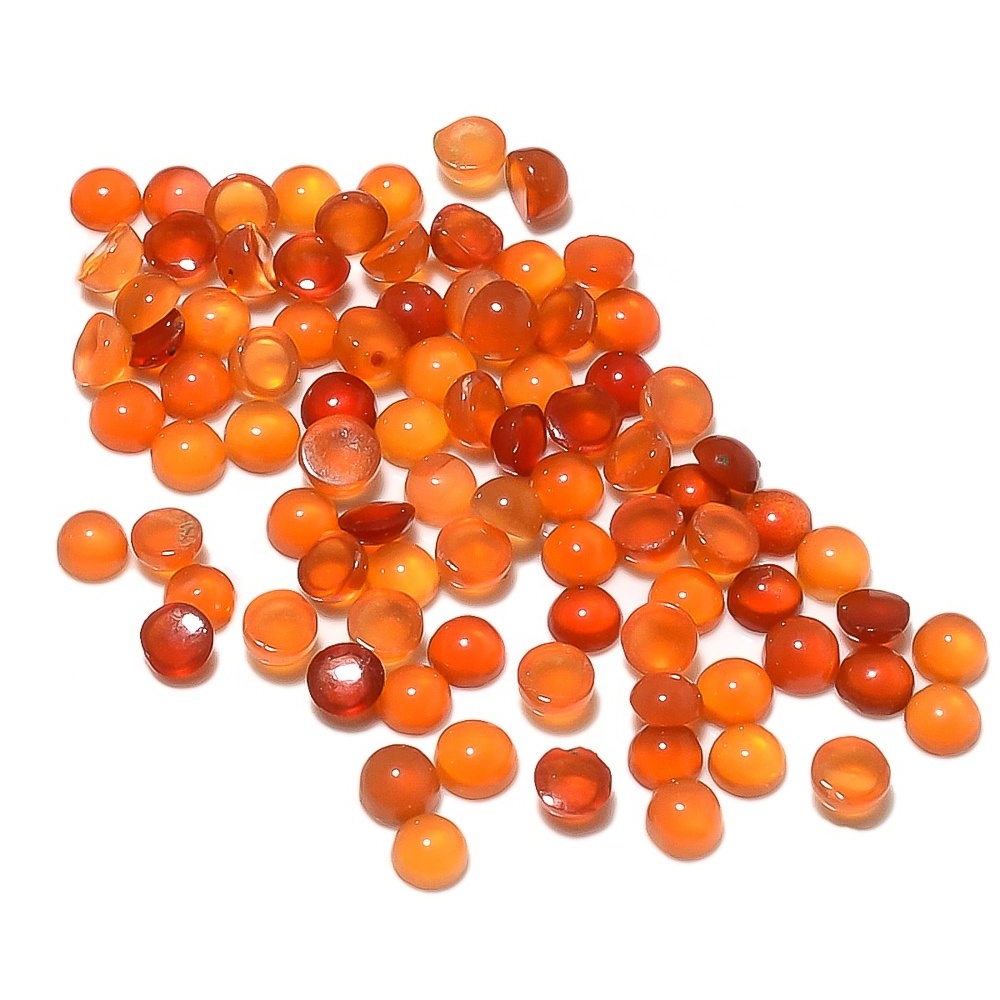 Factory direct Wholesale Loose Gemstone Natural Stone Process Smooth and Cabochon Round Carnelian Orange Color Agate Gemstone