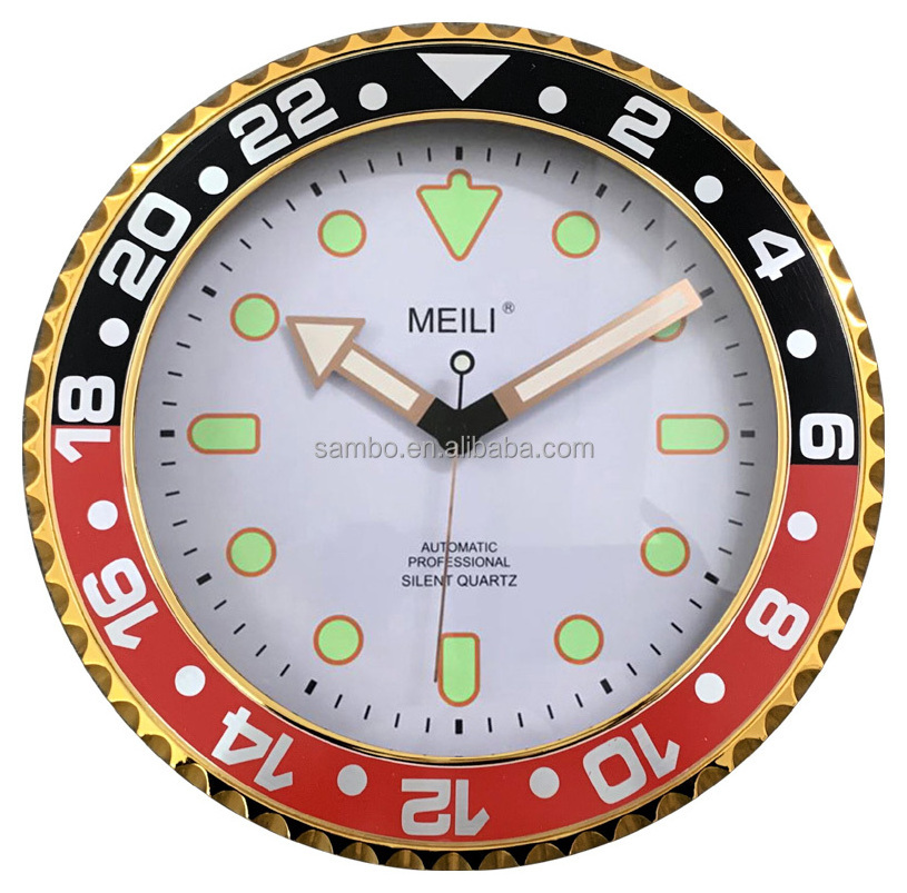 Wholesale Fluorescence Green Wrist Watch Wall Clock Plastic Luxury Luminous Clock in wall