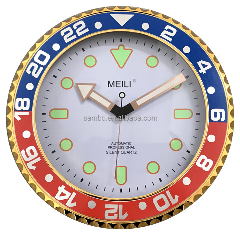 Wholesale Fluorescence Green Wrist Watch Wall Clock Plastic Luxury Luminous Clock in wall