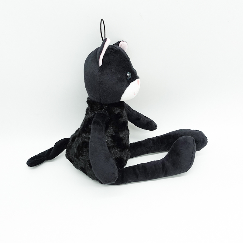 Factory Price Long Legs Black Cat Plush Animal Promotional Gift Plush Animal Black Cat Big Eyes Crafts Toy