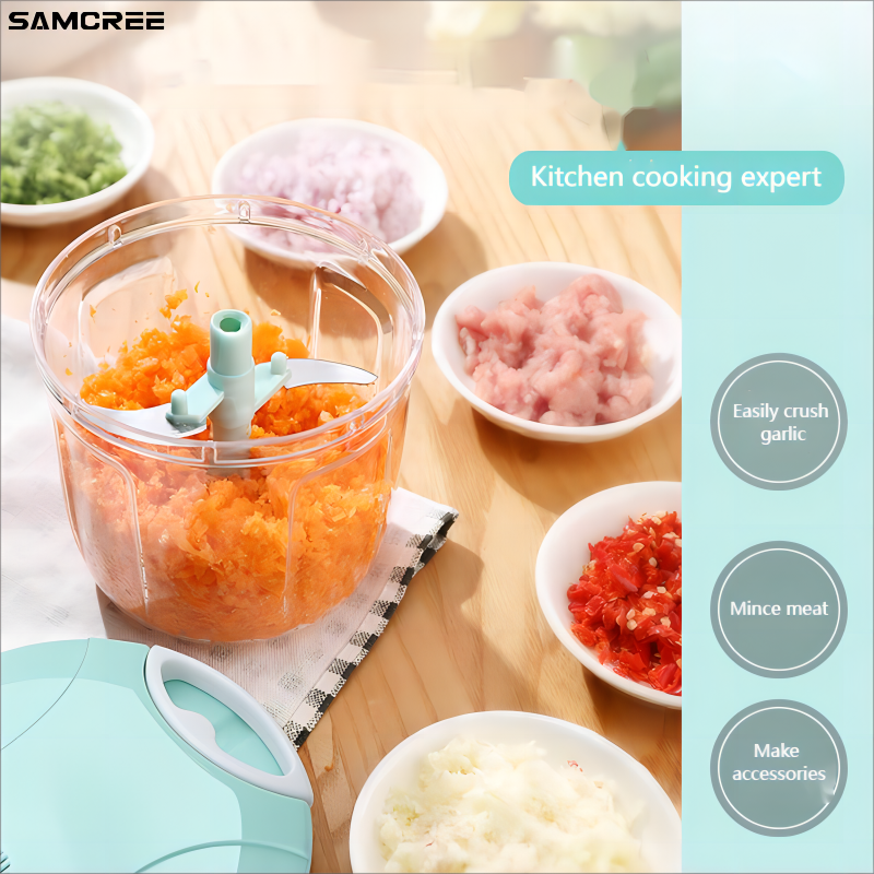 Portable Hand Pull String Vegetable Chopper Food Processor Manual Garlic Mincer Onion Cutter Vegetable Chopper