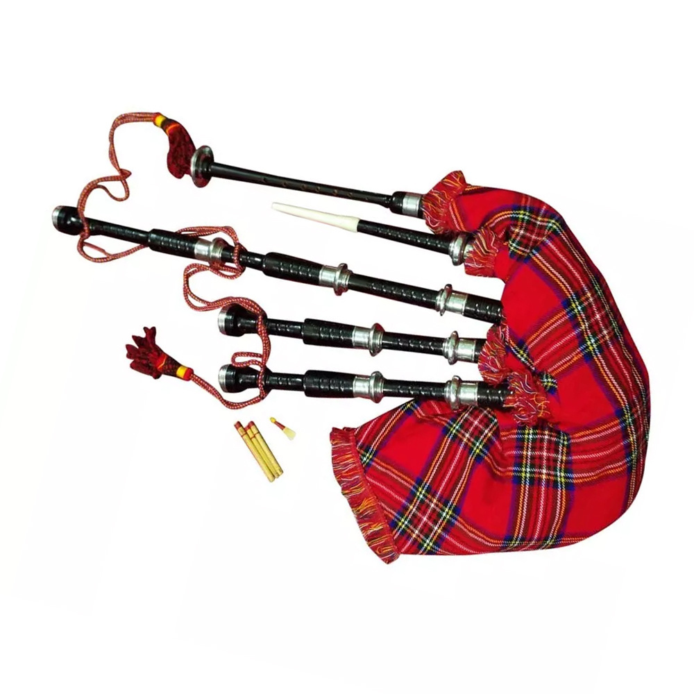 Best Custom Made Tartan Black Wood Bagpipe Wholesale Prices Learning Bagpipe Hand Made Black Wooden Bagpipe For Sale