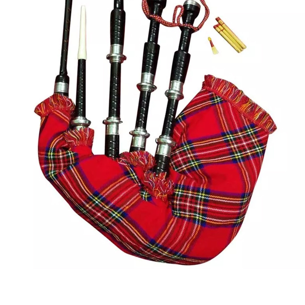 Best Custom Made Tartan Black Wood Bagpipe Wholesale Prices Learning Bagpipe Hand Made Black Wooden Bagpipe For Sale