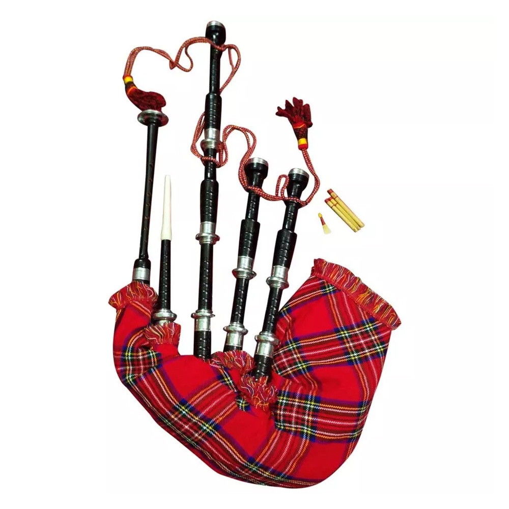 Best Custom Made Tartan Black Wood Bagpipe Wholesale Prices Learning Bagpipe Hand Made Black Wooden Bagpipe For Sale