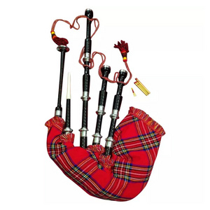 Best Custom Made Tartan Black Wood Bagpipe Wholesale Prices Learning Bagpipe Hand Made Black Wooden Bagpipe For Sale