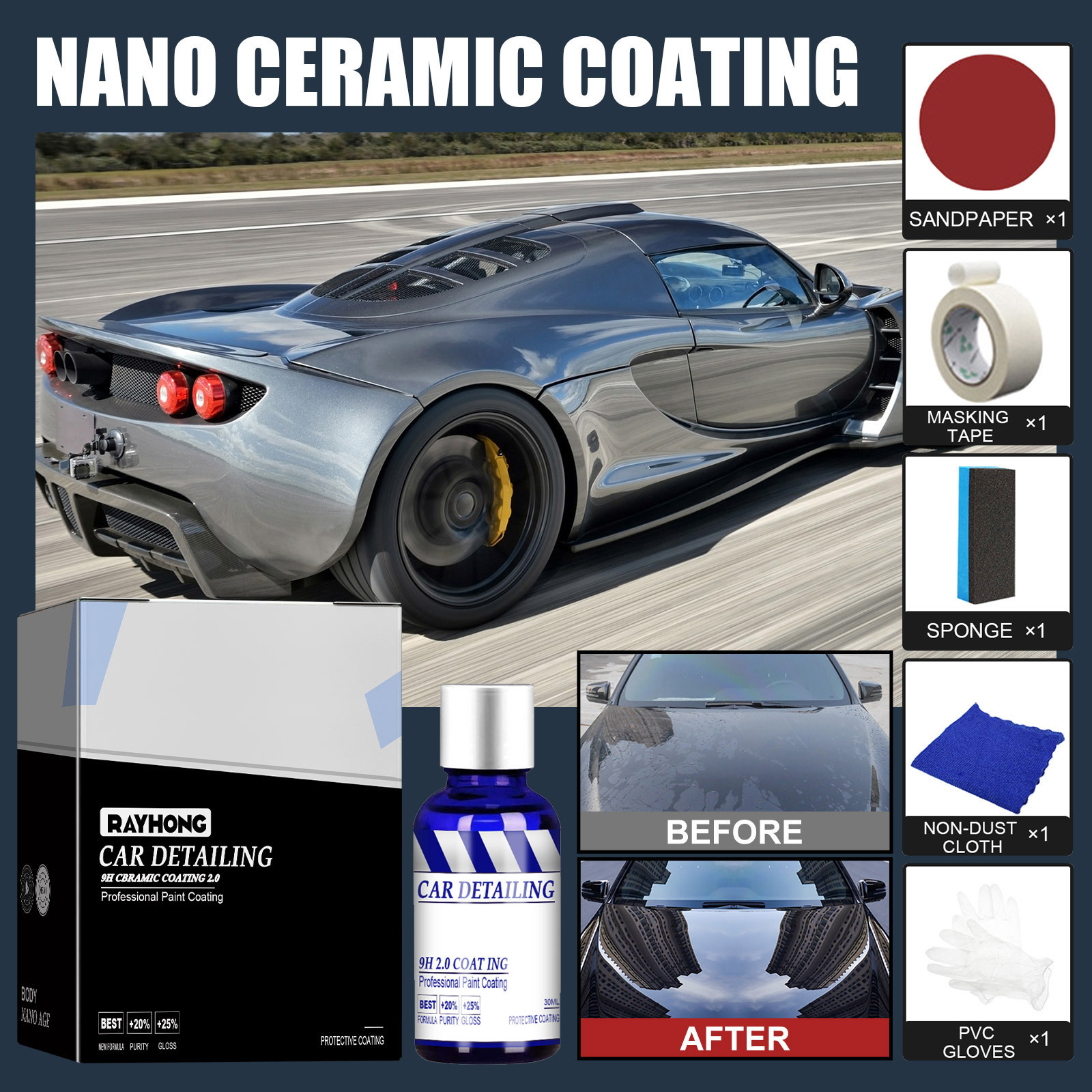 Automotive ceramic nano coating liquid superhydrophobic crystal coating waterproof nano ceramic refurbished car paint