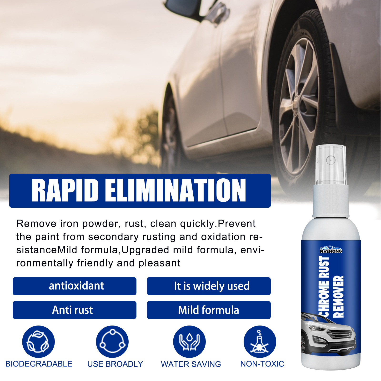 30/100ml Universal Rust Remover Agent Multi-Functional Wheel Anti-rust Agent Cleaner Rust Spots+Polishing Car Coating Agent