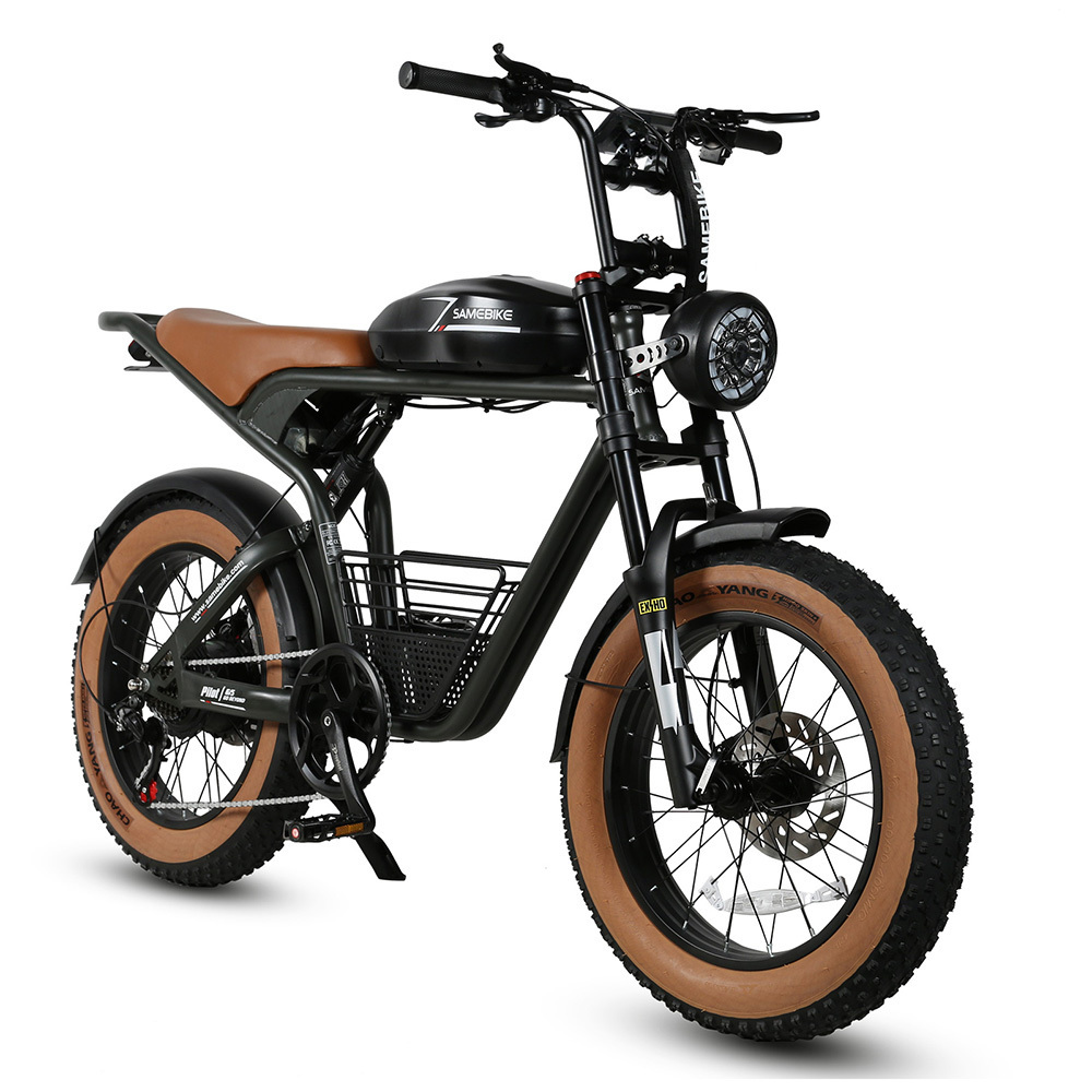 2024 SAMBIKE Factory Retro Style Super Fast 45KM/H 1000W Electric Dirt Bike Adult Fat Tire Electric Bike