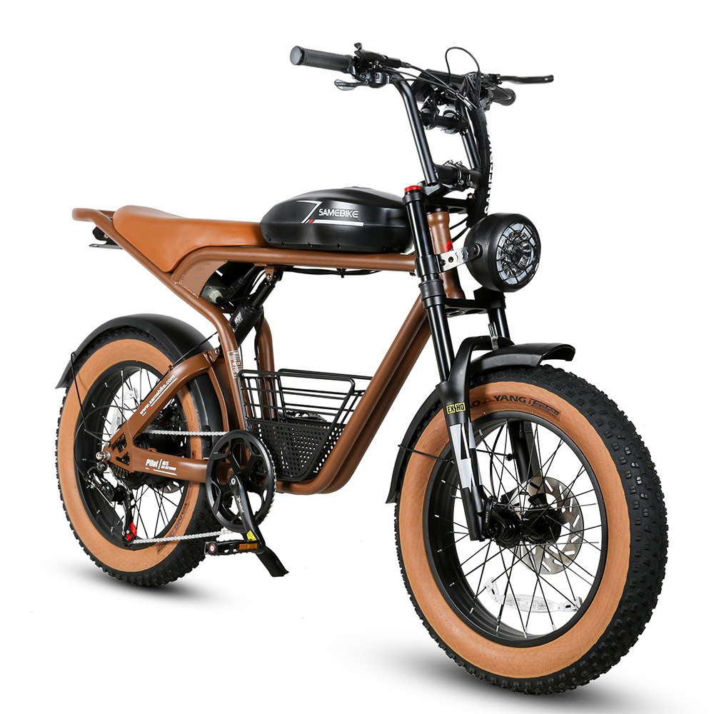 2024 SAMBIKE Factory Retro Style Super Fast 45KM/H 1000W Electric Dirt Bike Adult Fat Tire Electric Bike