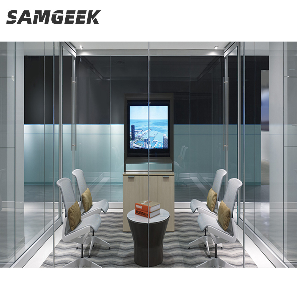 Office Partitioning Design Office Double Layer Glazed Tempered Glass Wall with sliding door