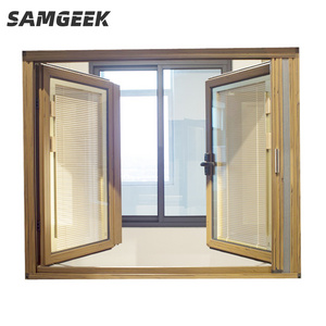 CSA Standard European design aluminium windows double glazing swing PVC casement window