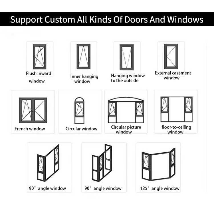 CSA Standard European design aluminium windows double glazing swing PVC casement window