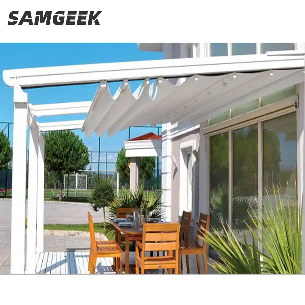 Aluminum Sunshed Balcony Retractable Roof Metal Pergola Terrace Gazebo 6M Pergola