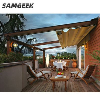 Aluminum Sunshed Balcony Retractable Roof Metal Pergola Terrace Gazebo 6M Pergola