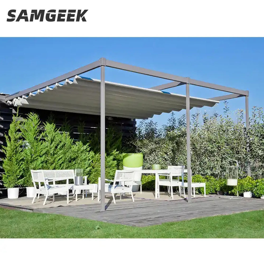 Aluminum Sunshed Balcony Retractable Roof Metal Pergola Terrace Gazebo 6M Pergola