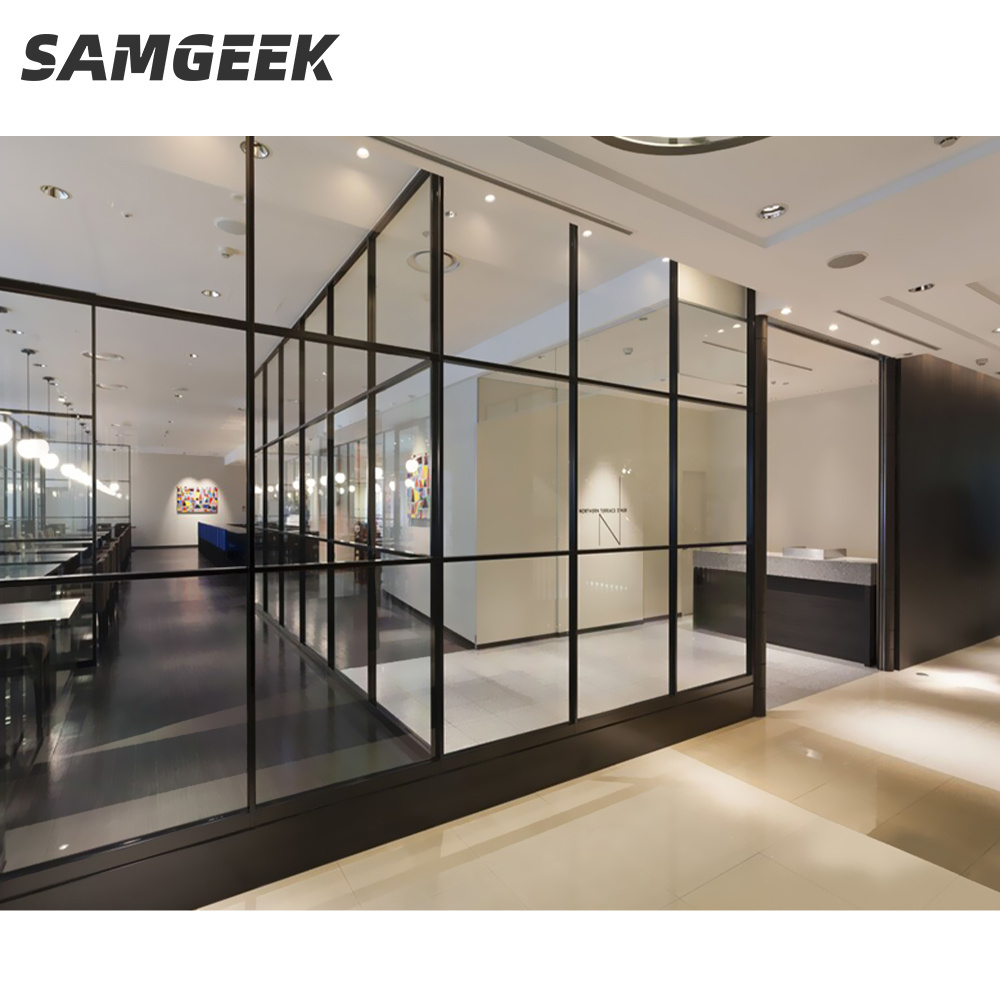 Modern Double Layer Glazed Tempered Demountable Glass Wall Office Partitioning Hall Dining Application Office