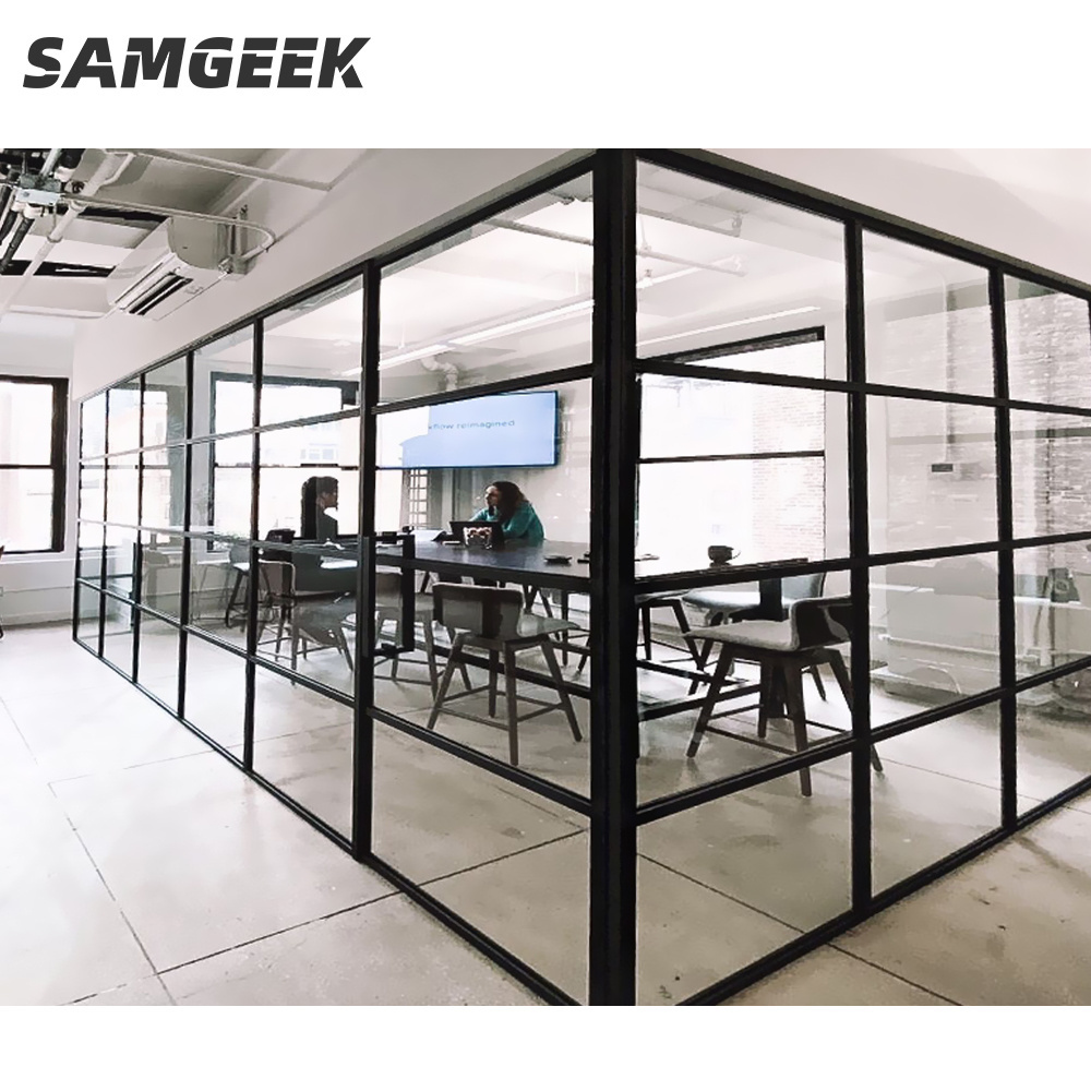 Modern Double Layer Glazed Tempered Demountable Glass Wall Office Partitioning Hall Dining Application Office