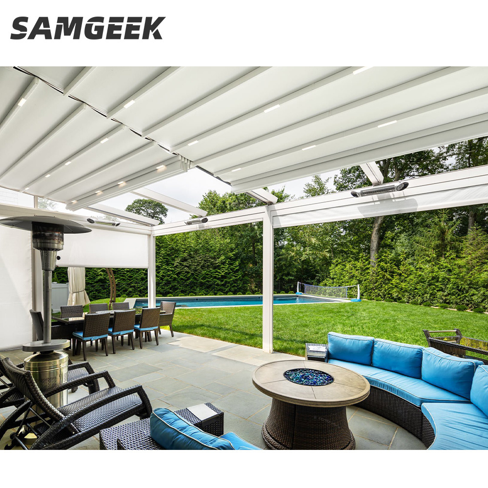 Automatic Folding Roof Sun Shading Aluminum Retractable roof awning for Outdoor Garden Patio Cover