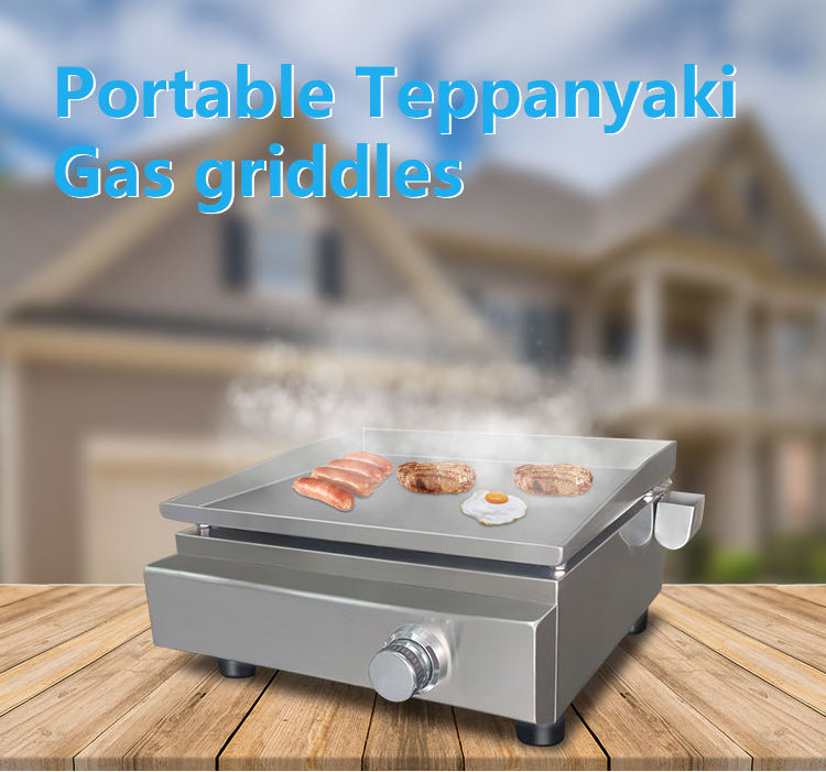 Commercial Teppanyaki Crepe And Pancake Makers Counter Top Burger Grill Griddle Combo Cooking Fryer Pan With Double Handle