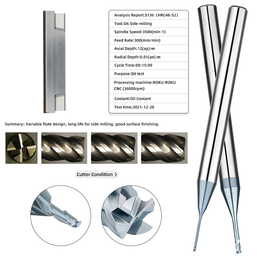 SAMHO Solid Carbide Ballnose End Mills Cutting Tools 2 Flutes Micro Ball Nose Mill CNC Cutter for Processing Carbon Steels