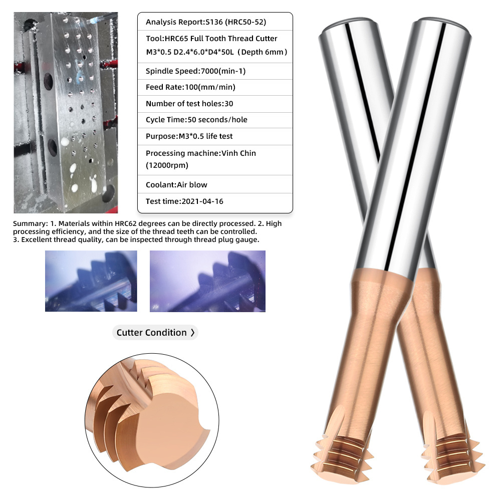 SAMHO CNC Solid Carbide Thread CNC Cutter Full Teeth Carbide Thread End Mill for Processing Mould Steels