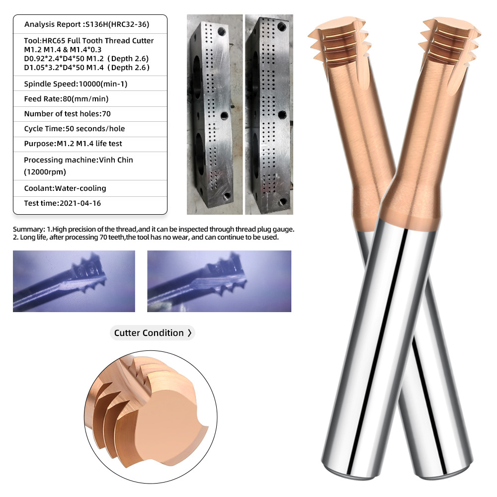 SAMHO CNC Solid Carbide Thread CNC Cutter Full Teeth Carbide Thread End Mill for Processing Mould Steels