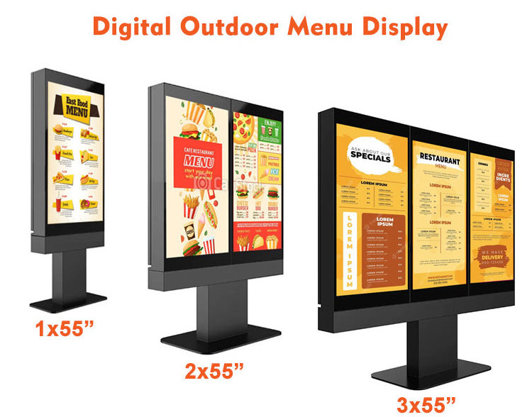 Samidisplay 55 Inch 4K 2500Nits Dual Screen Drive Thru Menu Board Lcd Digital Display For Restaurants