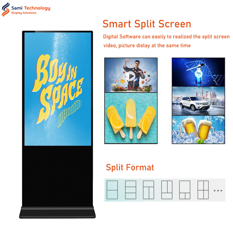 High Resolution 2K 4K Video Player 55 Inch Indoor Advertising Monitor Standing Digital Signage