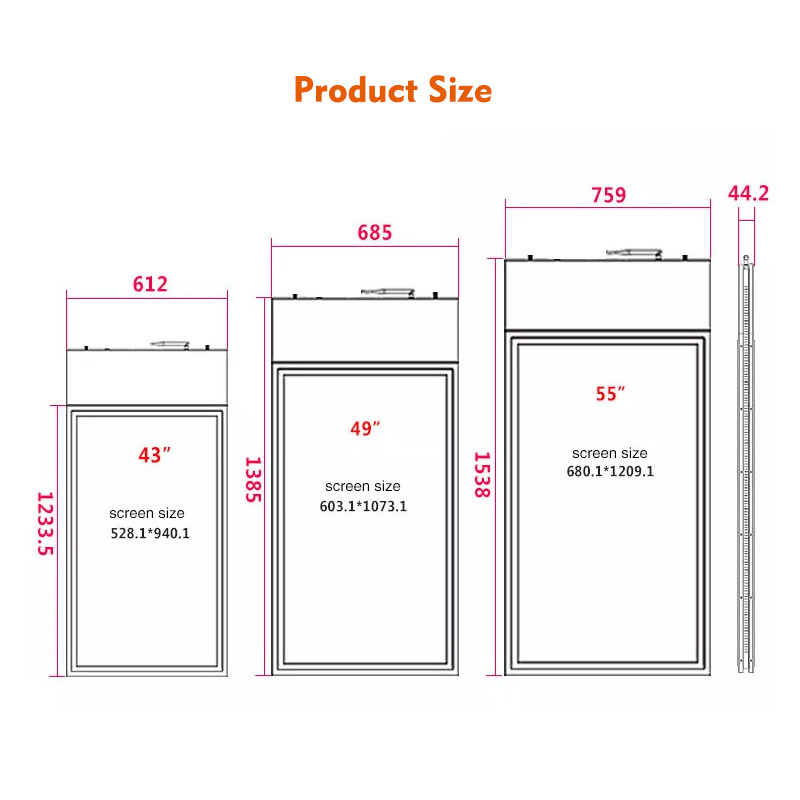 High Brightness Window Shopping Lcd Display Double Sided Hanging Display Digital Signage