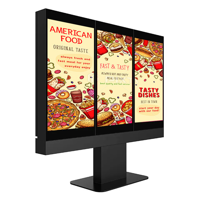 Dual 55 Inch Monitor Waterproof Touch Screen Ordering System Freestanding Outdoor Digital Drive Thru Menu Board Kiosk