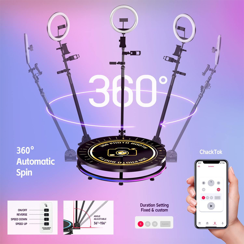 Adjustable Self Service Photobooth 360 Video Photo Booth Rotating Automatic 360 Photo Booth