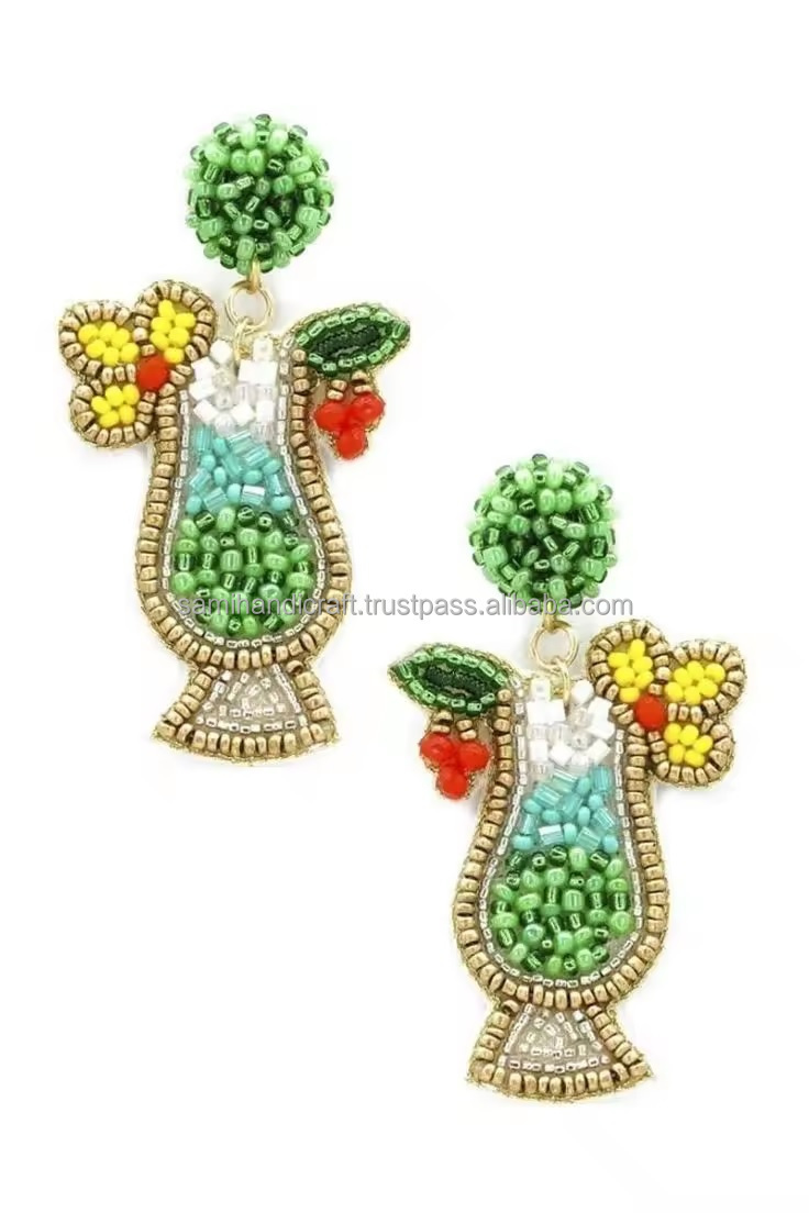 High fashion wholesale hand made embroidery Seed Bead fashion Multi Color Earrings Artificial Jewelry for Women earrings