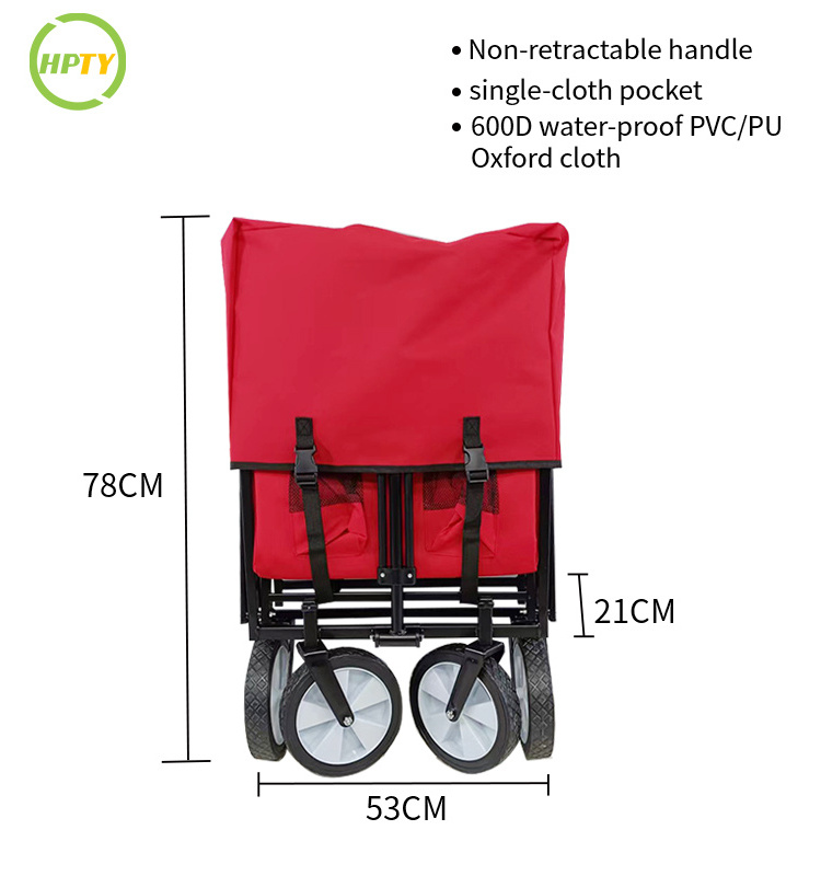 Folding Trolley Wagon Cart Heavy Duty Big Wheel Folding Outdoor Utility Wagon Collapsible Garden Trolley