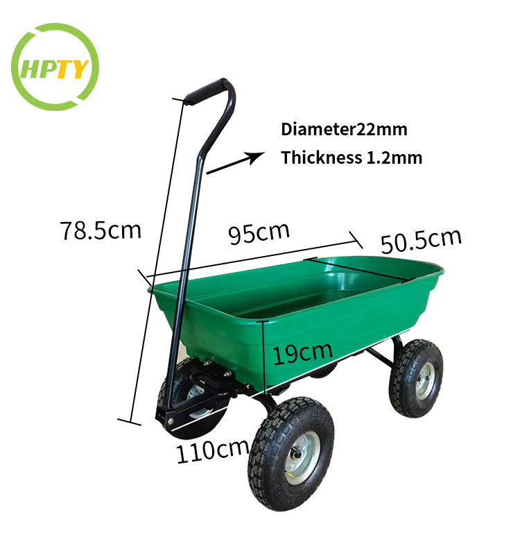 H898 Hand Carts Trolleys Garden asian style Trolley 4 Wheel Detachable Tipping Garden Wagon