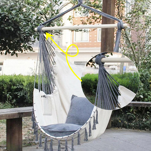 Large Size Outdoor courtyard Hanging Swing Chair with Wood Stick Canvas Hanging Chair with Pillow Hammock Camping Swing