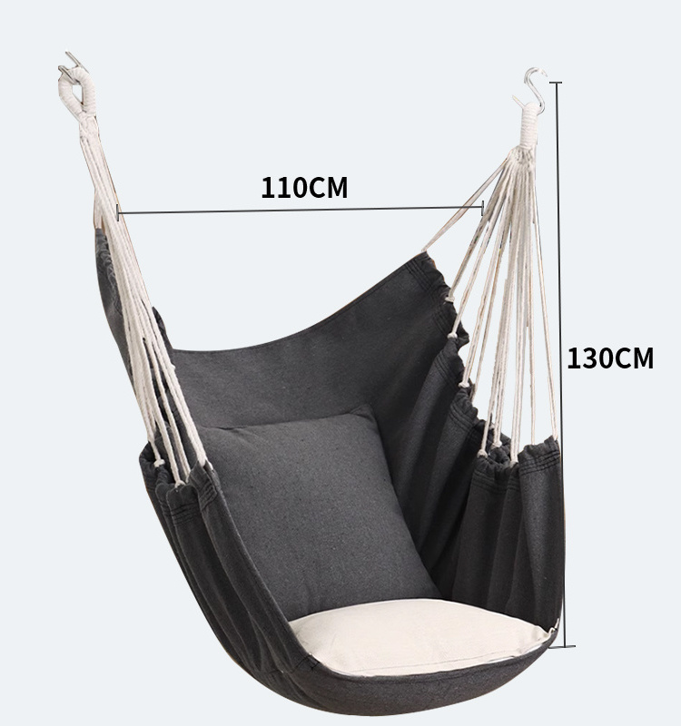 Outdoor Beach Swing Comfort Canvas Hanging Chair with Pillow Hanging Swing Chair Hammock Ins style Camping Swing