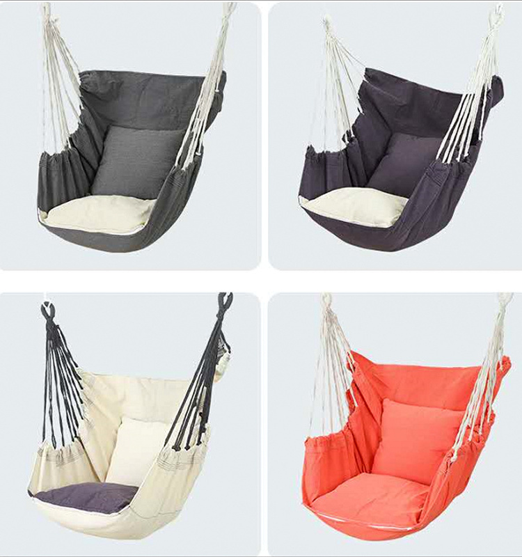 Outdoor Beach Swing Comfort Canvas Hanging Chair with Pillow Hanging Swing Chair Hammock Ins style Camping Swing