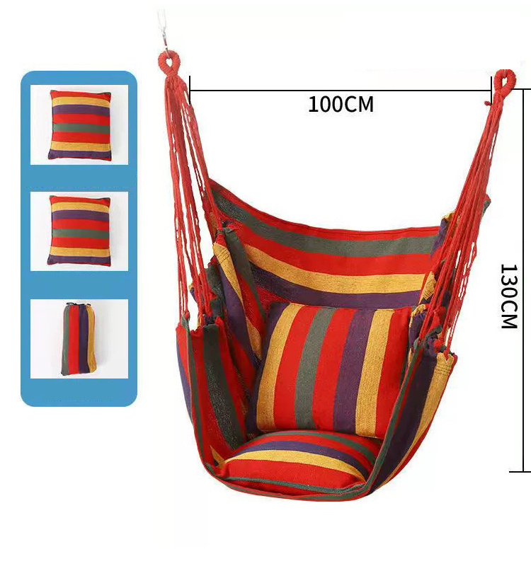 Large 130*100CM Canvas Hanging Chair Outdoor courtyard Hanging Swing Chair without Wood Stick Hammock Camping Swing with pillow