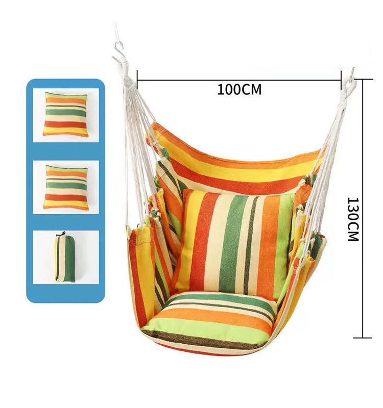 Large 130*100CM Canvas Hanging Chair Outdoor courtyard Hanging Swing Chair without Wood Stick Hammock Camping Swing with pillow