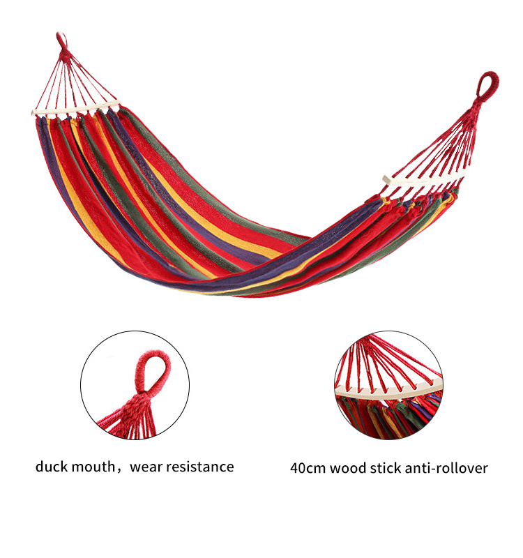 Double hammock 40 cm wood stick canvas hammock anti-rollover Outdoor camping hammock swing 190*150CM Portable lightweight swing