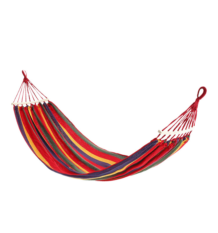 Double hammock 40 cm wood stick canvas hammock anti-rollover Outdoor camping hammock swing 190*150CM Portable lightweight swing