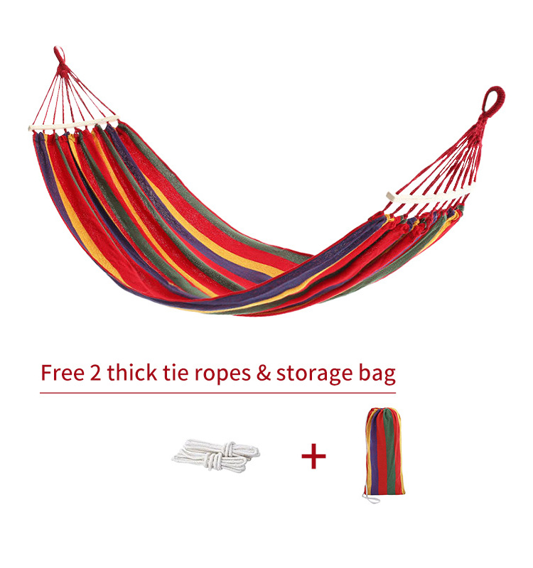 Double hammock 40 cm wood stick canvas hammock anti-rollover Outdoor camping hammock swing 190*150CM Portable lightweight swing